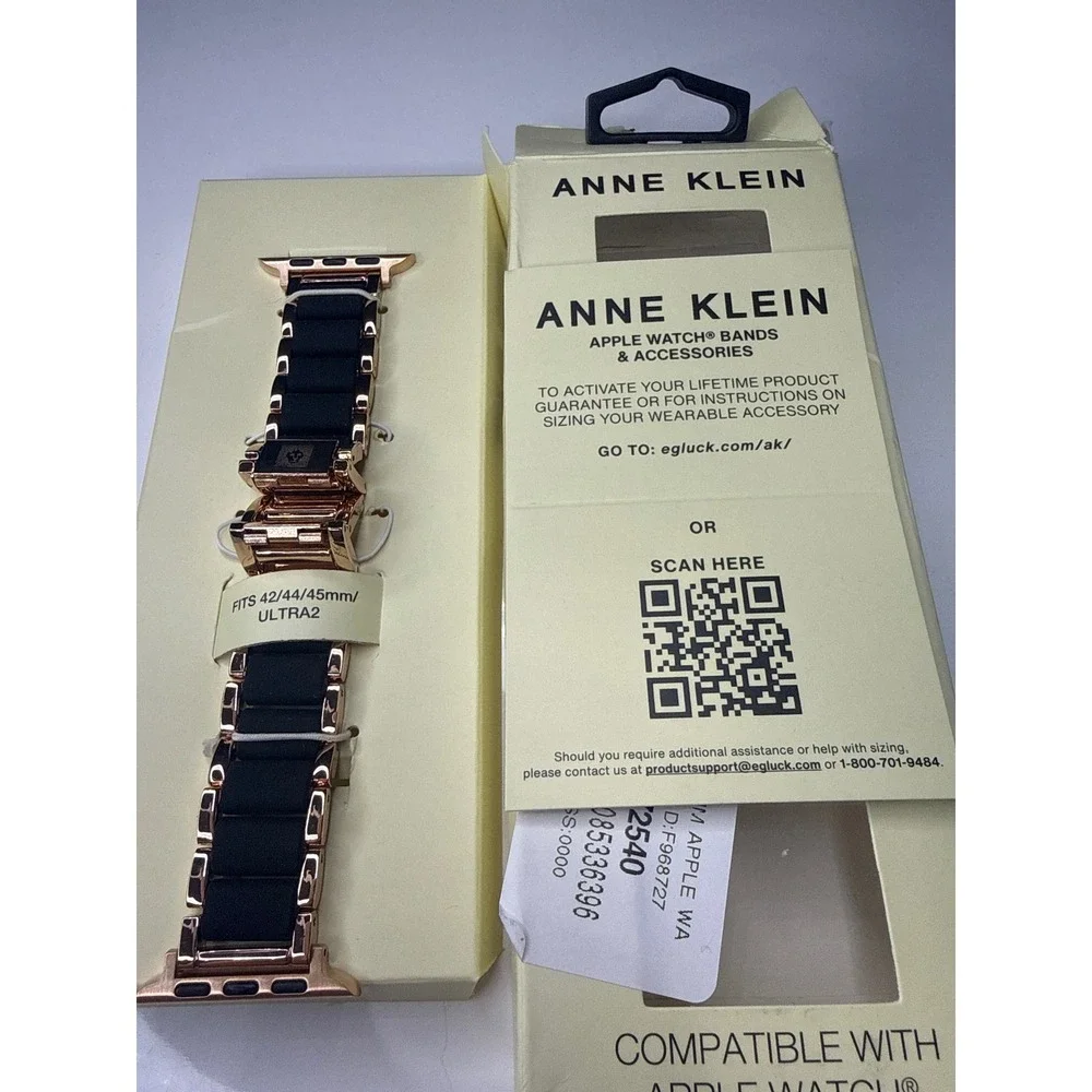 Anne Klein Apple Watch Band Rose Gold Black Links 42/44/45mm Ultra2